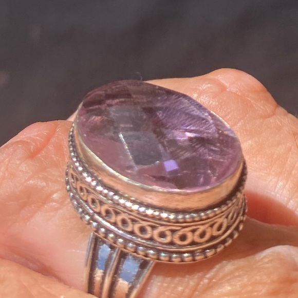 Pink Kuzinite & Sterling Silver Handcrafted Ring Size 7 1/2 - Picture 6 of 6